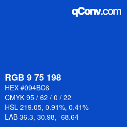 カラーコード: RGB 9 75 198 | qconv.com