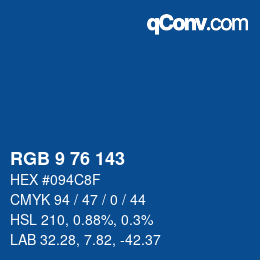 Color code: RGB 9 76 143 | qconv.com