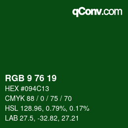 Color code: RGB 9 76 19 | qconv.com