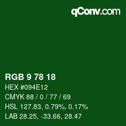 Color code: RGB 9 78 18 | qconv.com