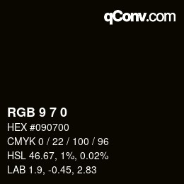 颜色代码: RGB 9 7 0 | qconv.com