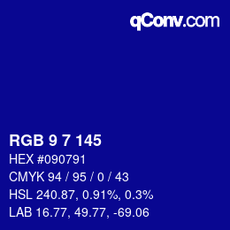 Color code: RGB 9 7 145 | qconv.com