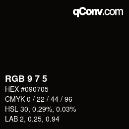 颜色代码: RGB 9 7 5 | qconv.com