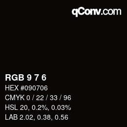 Color code: RGB 9 7 6 | qconv.com