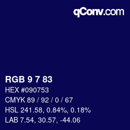 Color code: RGB 9 7 83 | qconv.com