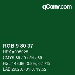 Color code: RGB 9 80 37 | qconv.com