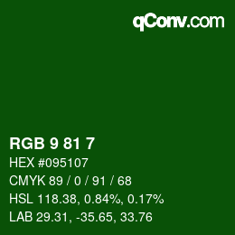 Color code: RGB 9 81 7 | qconv.com