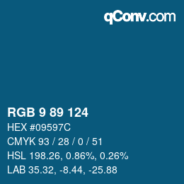 颜色代码: RGB 9 89 124 | qconv.com
