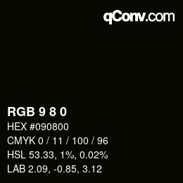 カラーコード: RGB 9 8 0 | qconv.com