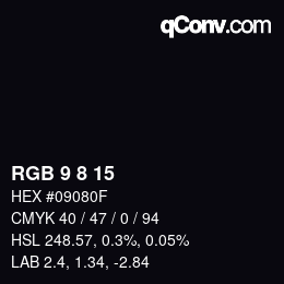 Farbcode: RGB 9 8 15 | qconv.com