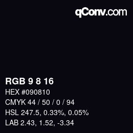カラーコード: RGB 9 8 16 | qconv.com