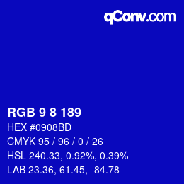 Color code: RGB 9 8 189 | qconv.com
