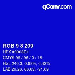 Color code: RGB 9 8 209 | qconv.com