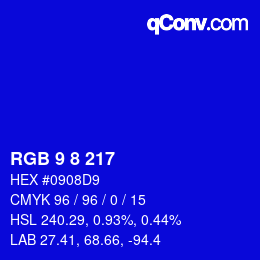 Color code: RGB 9 8 217 | qconv.com