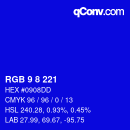 Color code: RGB 9 8 221 | qconv.com