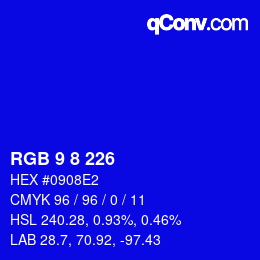 Color code: RGB 9 8 226 | qconv.com