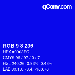 Color code: RGB 9 8 236 | qconv.com