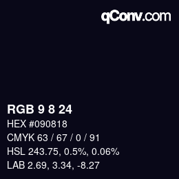Color code: RGB 9 8 24 | qconv.com