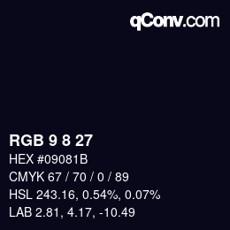 颜色代码: RGB 9 8 27 | qconv.com