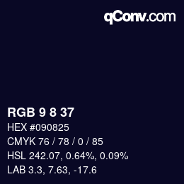 カラーコード: RGB 9 8 37 | qconv.com
