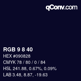 Color code: RGB 9 8 40 | qconv.com