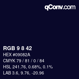 Color code: RGB 9 8 42 | qconv.com