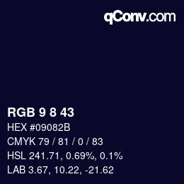 颜色代码: RGB 9 8 43 | qconv.com