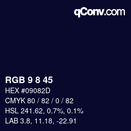 Color code: RGB 9 8 45 | qconv.com