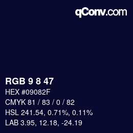 颜色代码: RGB 9 8 47 | qconv.com