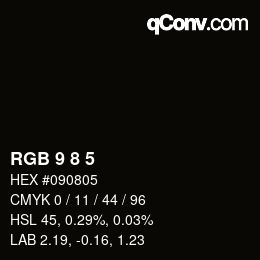 Code couleur: RGB 9 8 5 | qconv.com