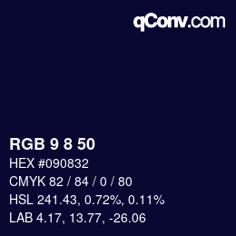 Color code: RGB 9 8 50 | qconv.com