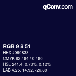 Color code: RGB 9 8 51 | qconv.com