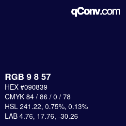 カラーコード: RGB 9 8 57 | qconv.com