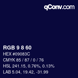 Color code: RGB 9 8 60 | qconv.com