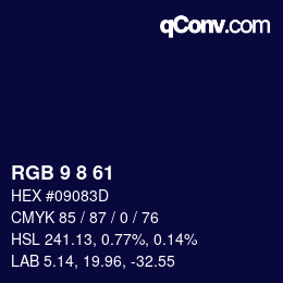 Farbcode: RGB 9 8 61 | qconv.com