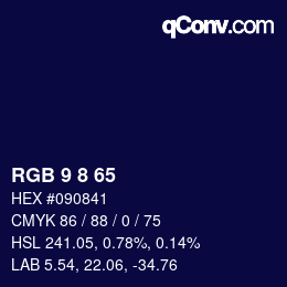 カラーコード: RGB 9 8 65 | qconv.com