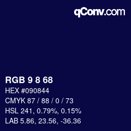 カラーコード: RGB 9 8 68 | qconv.com