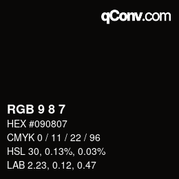 颜色代码: RGB 9 8 7 | qconv.com
