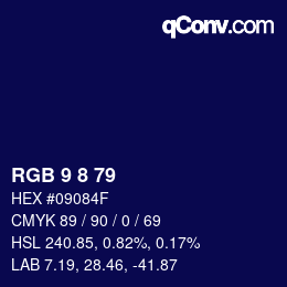 颜色代码: RGB 9 8 79 | qconv.com