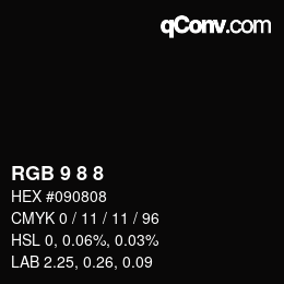 Código de color: RGB 9 8 8 | qconv.com