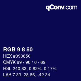 Color code: RGB 9 8 80 | qconv.com
