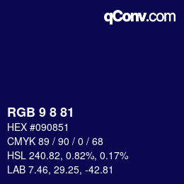 Color code: RGB 9 8 81 | qconv.com