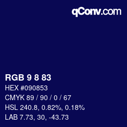 カラーコード: RGB 9 8 83 | qconv.com