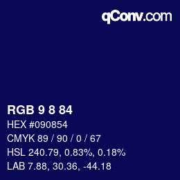 Color code: RGB 9 8 84 | qconv.com
