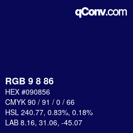 Color code: RGB 9 8 86 | qconv.com