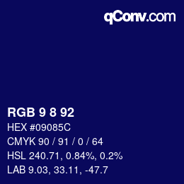 カラーコード: RGB 9 8 92 | qconv.com