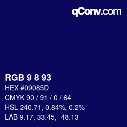 カラーコード: RGB 9 8 93 | qconv.com