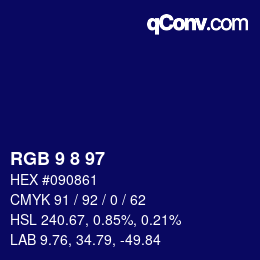 カラーコード: RGB 9 8 97 | qconv.com