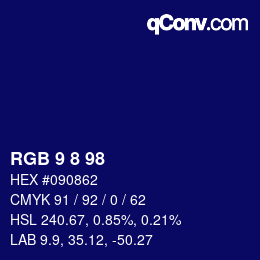 Color code: RGB 9 8 98 | qconv.com
