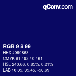 Color code: RGB 9 8 99 | qconv.com